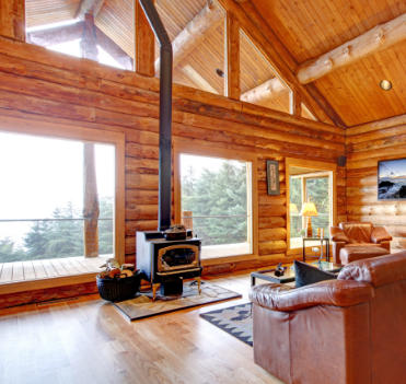 interieur de chalet représentant les possibilités d'isolation thermique